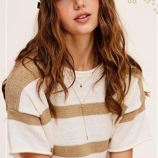 Lightweight Stripe Sweater Short Sleeve