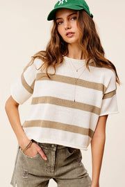 Lightweight Stripe Sweater Short Sleeve