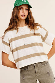 Lightweight Stripe Sweater Short Sleeve