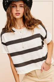 Lightweight Stripe Sweater Short Sleeve