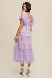 lilac, violet, purple, floral, dress, midi, gown, puff sleeve, ruched, smocked, smoking, tiered, square neck, a line, midi, chiffon, mesh, short sleeve, summer, wedding, party, church, dress, vici, vici collection, red dress, shop red dress, zara, forever 21, zoco, shop zoco, bohme, jessa kae, rachel parcell, rachel parcel, mod boutique, baltic born, ivy city co, shop stevie, altard state, altar'd,