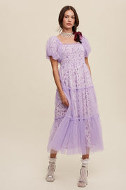 lilac, violet, purple, floral, dress, midi, gown, puff sleeve, ruched, smocked, smoking, tiered, square neck, a line, midi, chiffon, mesh, short sleeve, summer, wedding, party, church, dress, vici, vici collection, red dress, shop red dress, zara, forever 21, zoco, shop zoco, bohme, jessa kae, rachel parcell, rachel parcel, mod boutique, baltic born, ivy city co, shop stevie, altard state, altar'd,