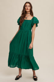 green, hunter green, dark green, kelly green, blush, pink, dress, flutter sleeve, double flutter sleeve, square neck, a line, tiered hem, tiered skirt, tiers, midi, long, midi dress, bridesmaid, wedding, church, portrait, family photos dress, vici, vici collection, red dress, shop red dress, zara, forever 21, zoco, shop zoco, bohme, jessa kae, rachel parcell, rachel parcel, mod boutique, baltic born, ivy city co, shop stevie, altard state, altar'd,