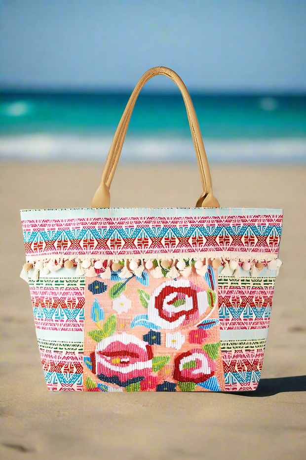 Sunrise Beaded Embroidered Tote