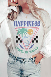 Retro Vibes Happiness Comes In Waves Graphic Tee