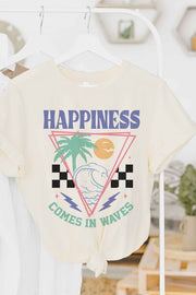 Retro Vibes Happiness Comes In Waves Graphic Tee