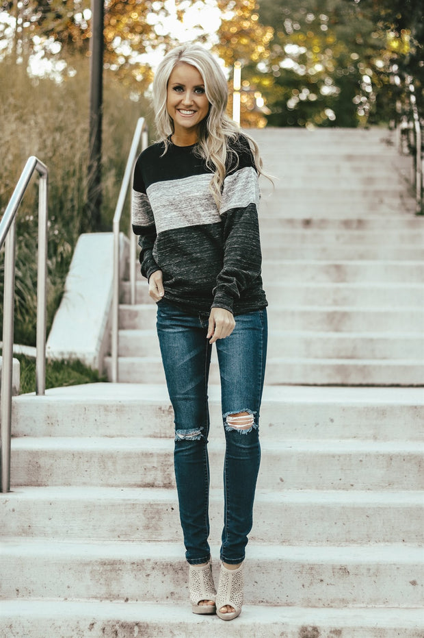 Cozy Heather Colorblock Pullover | 6 Colors