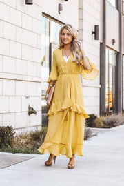 Elise Ruffle Dress | Mustard
