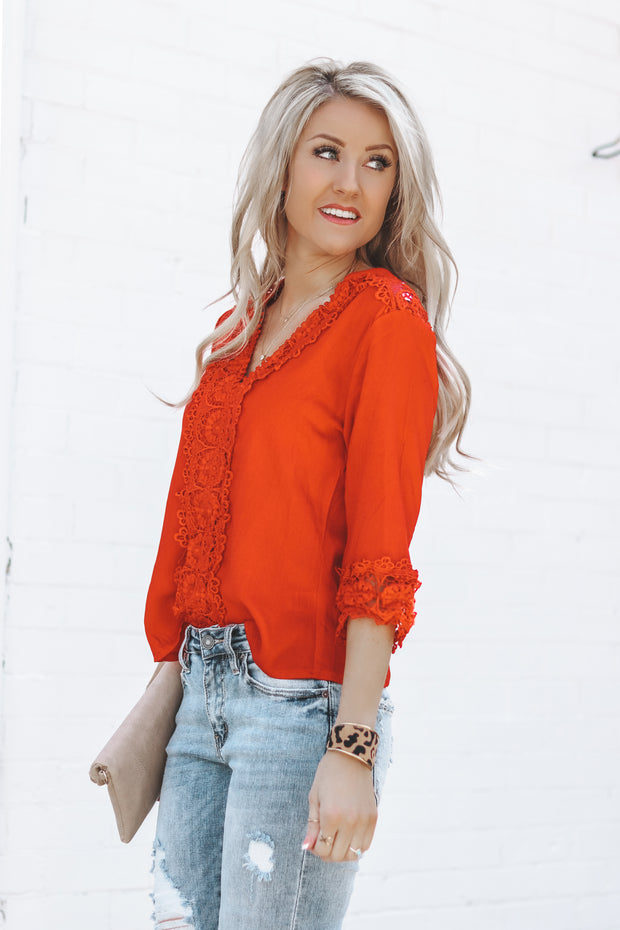 Belle in Lace Blouse | Red
