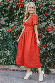 Brighton Eyelet Dress | Red