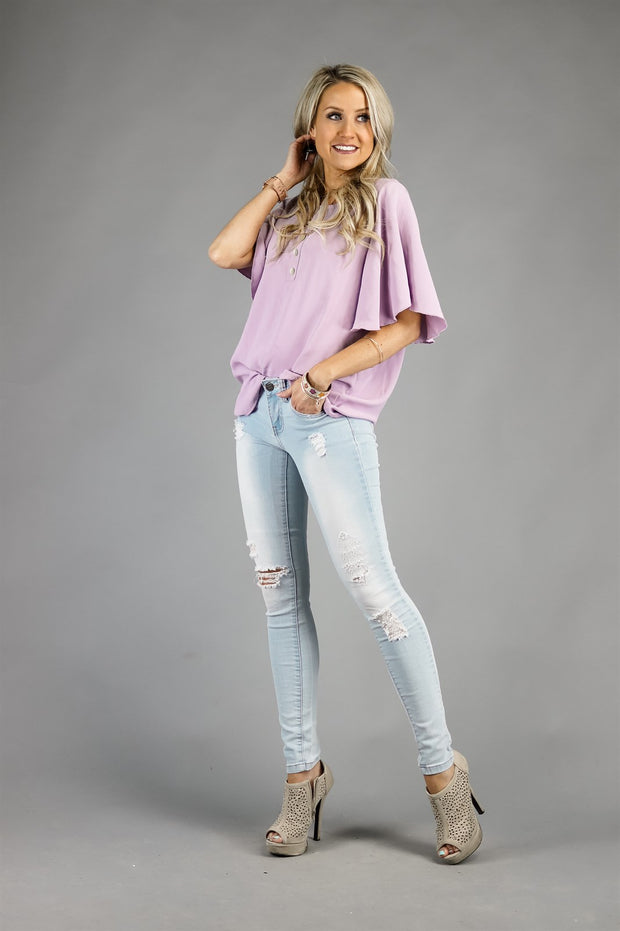 Layla Flutter Sleeve Blouse | 22 Colors